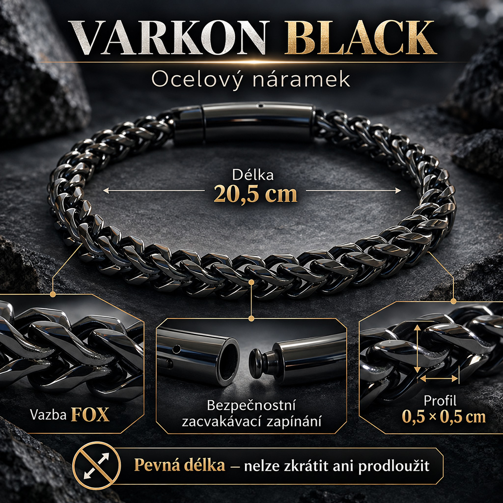 Pánský ocelový náramek Varkon Black (5)